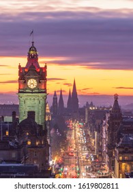 Princes Street After Sunset With Moving Cars