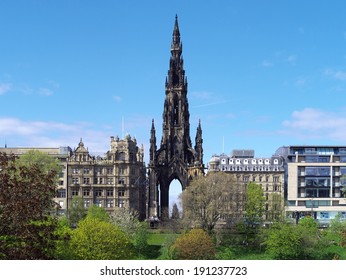 Princes Street, Edinburgh, Scotland. A view which includes the Scott Monument and Jenners department store