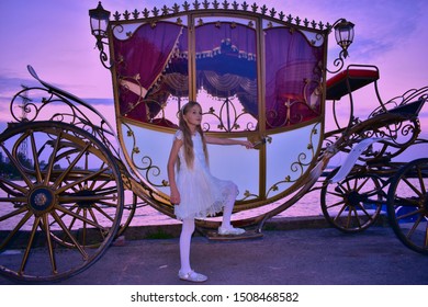 Princess At The Carriage Against The Sunset