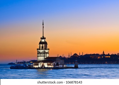 Princess Island (Prens Adalar?) In Istanbul, At Sunset, With Hagia Sophia Mosque In The Background,