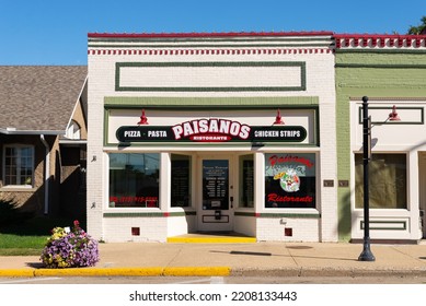 Princeton, Illinois - United States - September 28th, 2022: Old Brick Building And Storefront In Downtown Princeton, Illinois.