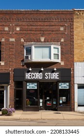 Princeton, Illinois - United States - September 28th, 2022: Old Brick Building And Storefront In Downtown Princeton, Illinois.