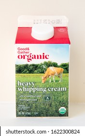 Princeton New Jersey, January 21 2020: Good & Gather Organic Heavy Whipping Cream Closeup - Image