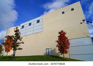 PRINCETON, NJ -31 OCT 2021- View of the Lewis Center for the Arts (LCA), a new complex for performing arts on the campus of Princeton University designed by Steven Holl architects, opened in 2017.