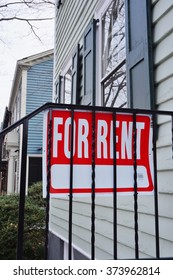 PRINCETON, NJ -8 FEB 2016- For Rent Sign In The Street. The Property Market In The United States Has Recovered From The 2008 Housing Crash, But There Are Vast Regional Differences In Real Estate.