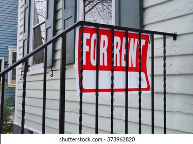 PRINCETON, NJ -8 FEB 2016- For Rent Sign In The Street. The Property Market In The United States Has Recovered From The 2008 Housing Crash, But There Are Vast Regional Differences In Real Estate.