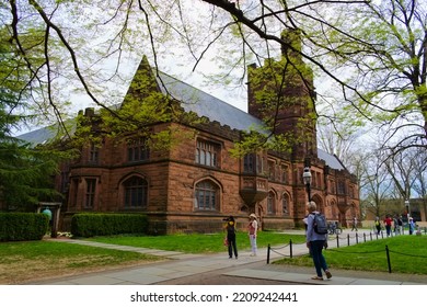 Princeton, NJ, USA, April 16, 2022: One Of The Princeton University Campus Building Exterior.