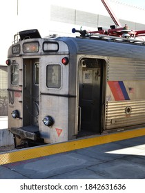 Princeton, NJ/USA - Oct 15, 2020: NJ Transit Train Out Of Princeton Station (The Dinky).