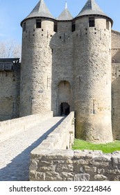 The Principal Door Of Castle Of Carcasonne In France