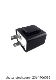 the principle of an electromagnetic relay to move a switch so that a small electric current can conduct higher voltage electricity. white background