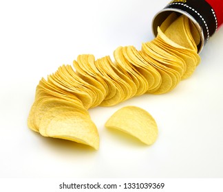 Pringles Chips On White Background