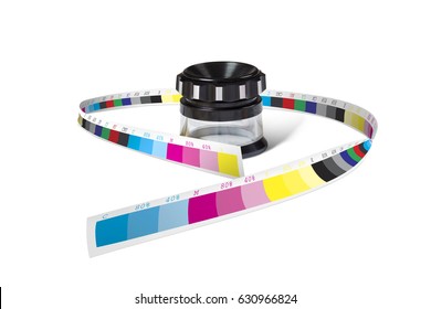 Print Loupe Glass Wrapped With Color Control Bar Isolated On White Background