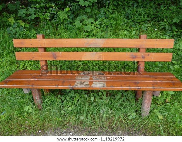 Print On Park Bench Wet Paint Stock Photo Edit Now 1118219972