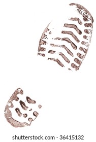 Print of a trace of a boot on a white background.