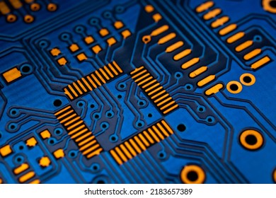 a printed circuit board in blue
