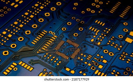 a printed circuit board in blue
