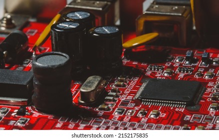 Printed circuit board with electronic components.