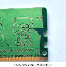 Printed Circuit Board – RAM Memory Module Fragment on White Background