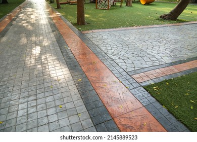 Printed concrete walkway texture background. - Shutterstock ID 2145889523