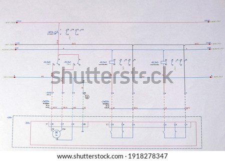 Printed electrical diagram. Electrical equipment connection diagram, technological design