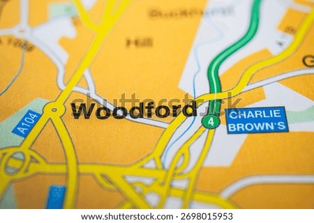 Printed map macro view focusing on Woodford and surrounding roads London