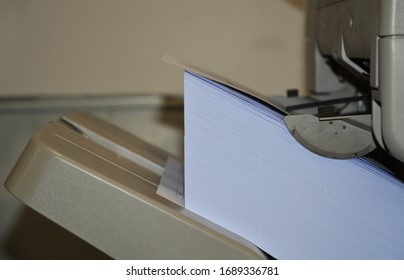 A Printed Sheets Of Paper Came Out From The Photo Copy Machine