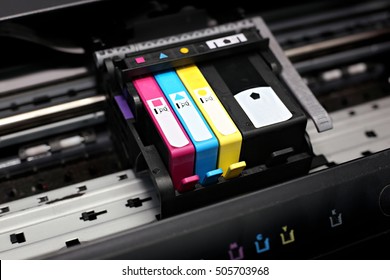 Printer in cartridges.select focus. - Shutterstock ID 505703968