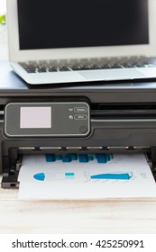 Printer and computer. Office table