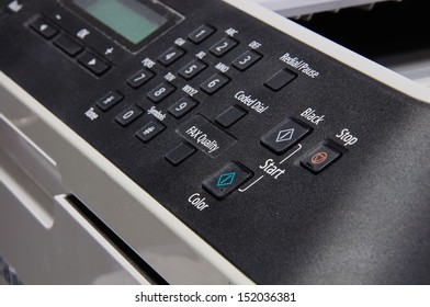 Printer control panel. Closeup