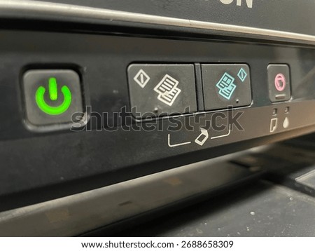 Printer Control Panel with Power Button and Paper or Ink Function