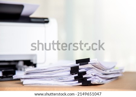 Printer, copier, scanner in office. Workplace ,photocopier machine for scanning document printing a sheet paper and xerox photocopy.