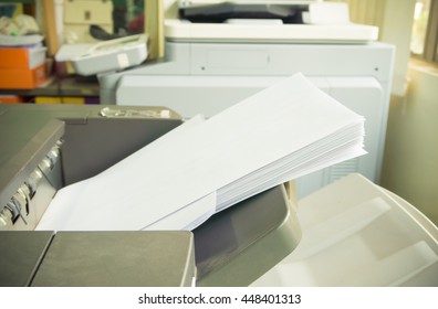 Printer Tray In Copy Machine With Paper