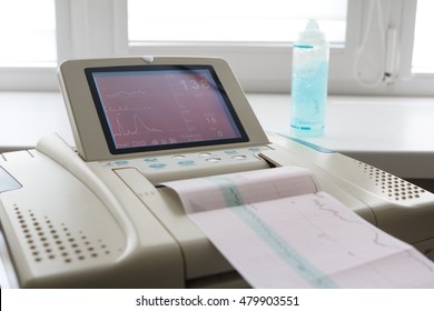 Printing Of Cardiogram Report Coming Out From Electrocardiograph In Labour Ward