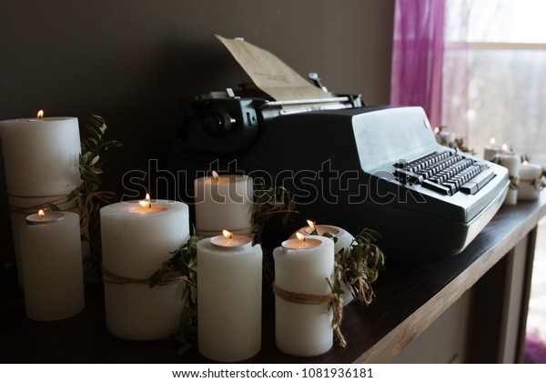 Printing Machine On Fireplace White Large Objects Stock Image