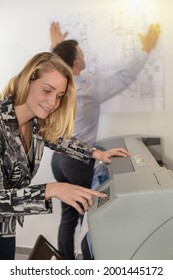 Printing Plans On A Large Format Printer In A Reprography Workshop