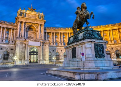 The Prinz Eugen Statue With Part Of The Hofburg In Vienna At Night