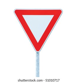 Priority yield give way road traffic sign, isolated roadsign