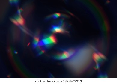 prism light leak colorful photo overlay on black background.
