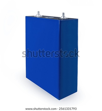 Prismatic modules Lithium Iron Phosphate LiFePO4 blue prismatic cell isolated on white. Clipping path.
