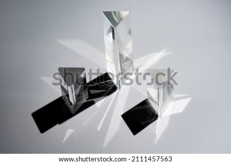 PRISMS TRIANGULAR. Three Crystal Glass Prisms for Scientific Studies and Photographic Experimentation  Optical Crystal Glass Prisms Teaching Aid and Science. Glass Prism Hard Light and Deep Shadows