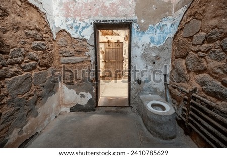 A Prison Cell at Eastern State Penitentiary, Prison in Philadelphia, Pennsylvania, USA