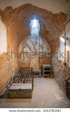 A Prison Cell at Eastern State Penitentiary, Prison in Philadelphia, Pennsylvania, USA