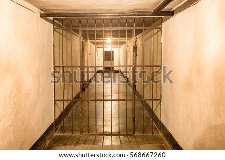 Prison cell with jail iron bars for criminals