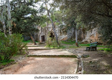 The prison of Socrates, the ancient Greek Philosopher, on Philopappos or Filopappou Hill in Athens, Greece.