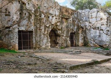 The prison of Socrates, the ancient Greek Philosopher, on Philopappos or Filopappou Hill in Athens, Greece.