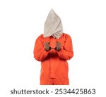 prisoner with a bag over his head