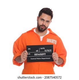 Prisoner With Mugshot Letter Board On White Background