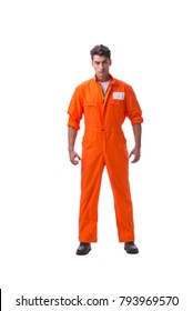 Prisoner In Orange Robe Isolated On White Background