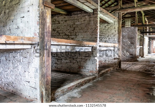 Prisoners Beds Bunks Inside Barrack Auschwitz Stock Photo Edit