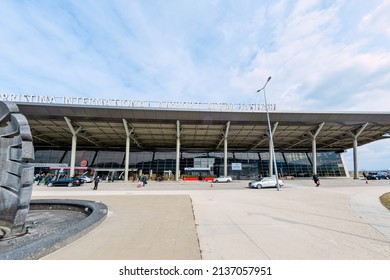 Pristina, Kosovo - March 19
, 2022: Pristina International Airport Adem Jashari Main Entrance